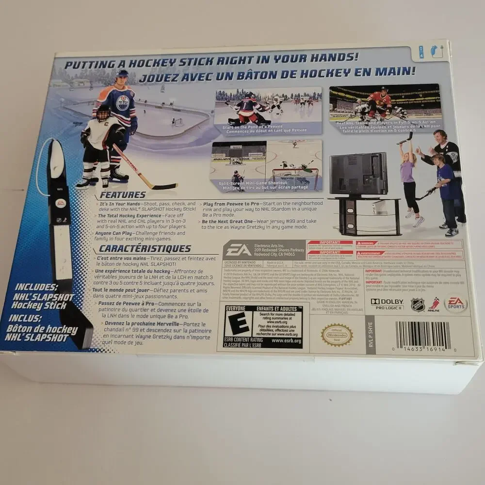 NHL Slapshot Nintendo Wii Bundle Game & Hockey Stick Peripheral Accessory Box